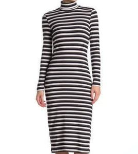NSR Quinn Stripe Rib Knit Midi Dress